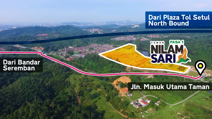 Perjalanan dari arah Bandar Seremban ke tapak projek Tmn Nilam Sari